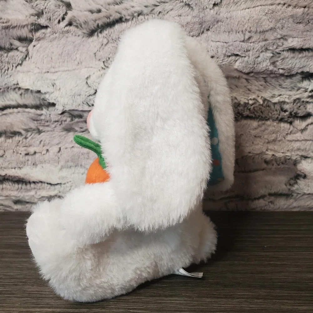 White Easter Bunny Plush Nibbles w/ Carrot‎ Polka Dot Ears American Greetings 8